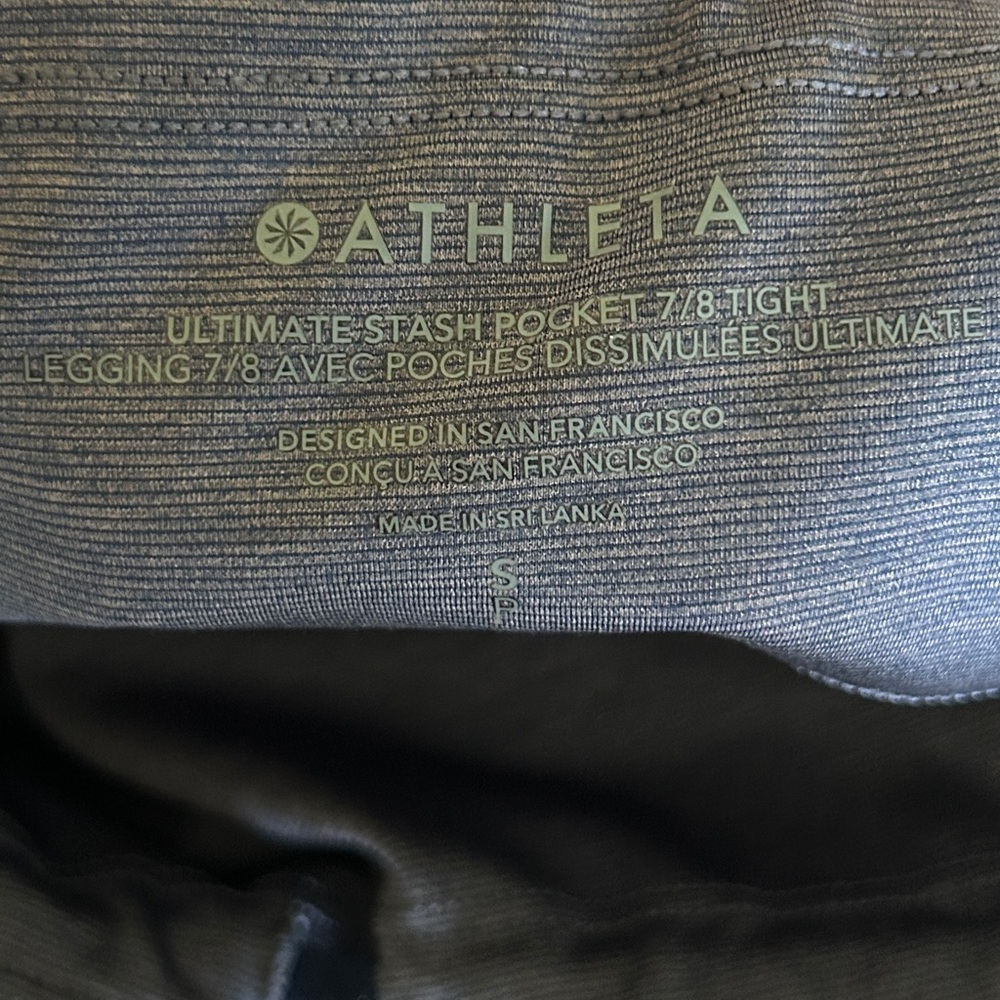 Athleta Ultimate Stash Pocket 7/8 Black Tight Sz Small Heathered Indigo Blue - Picture 7 of 8
